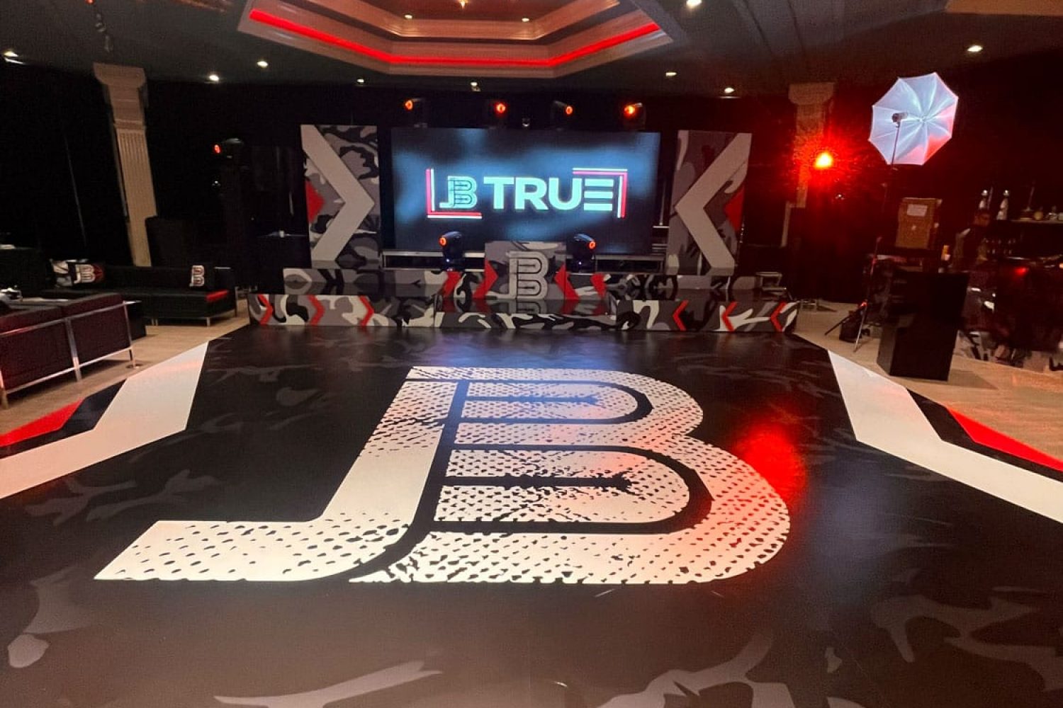 Black Camo with Logo Dance Floor Wrap