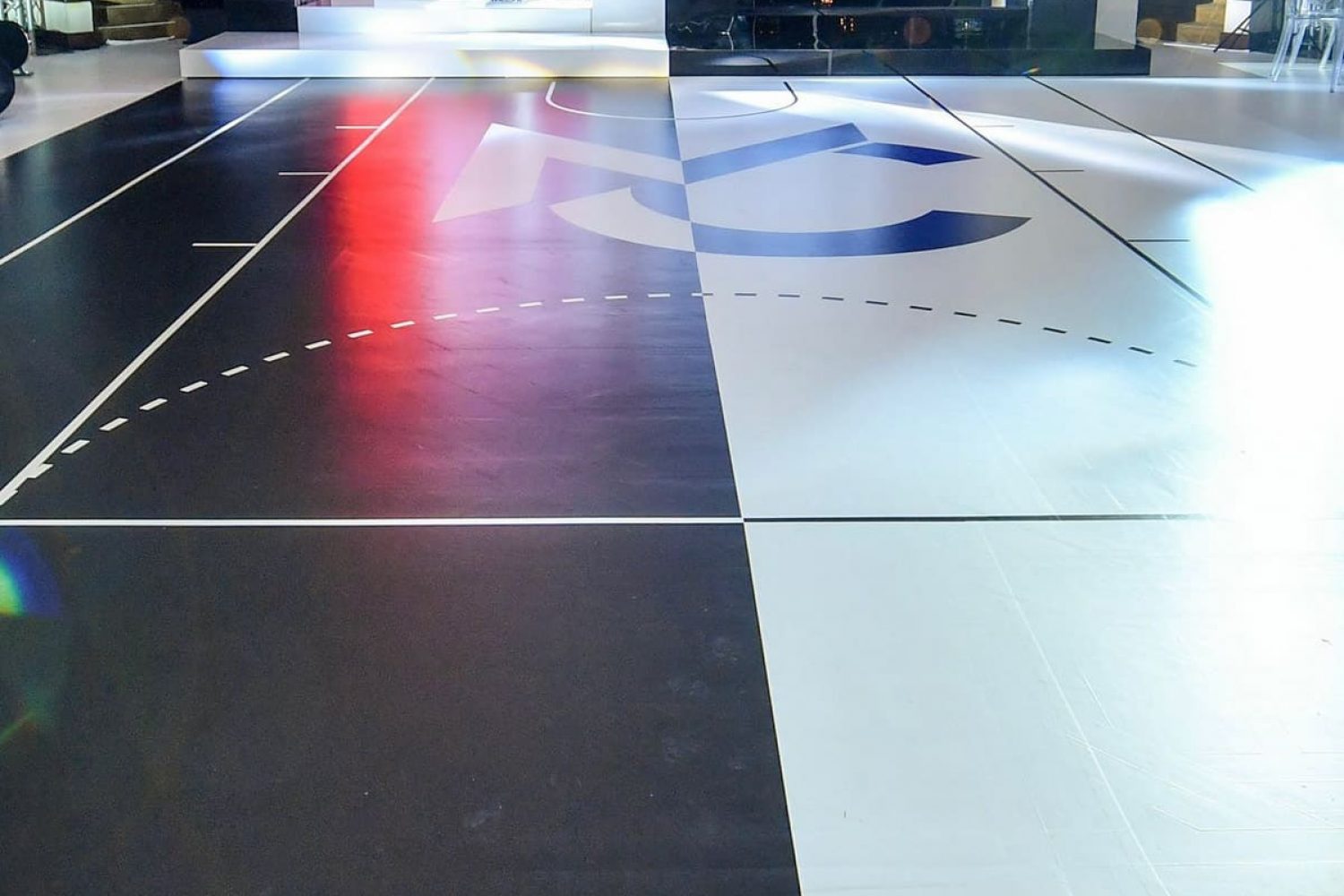 Black and White Basketball Court Dance Floor Wrap